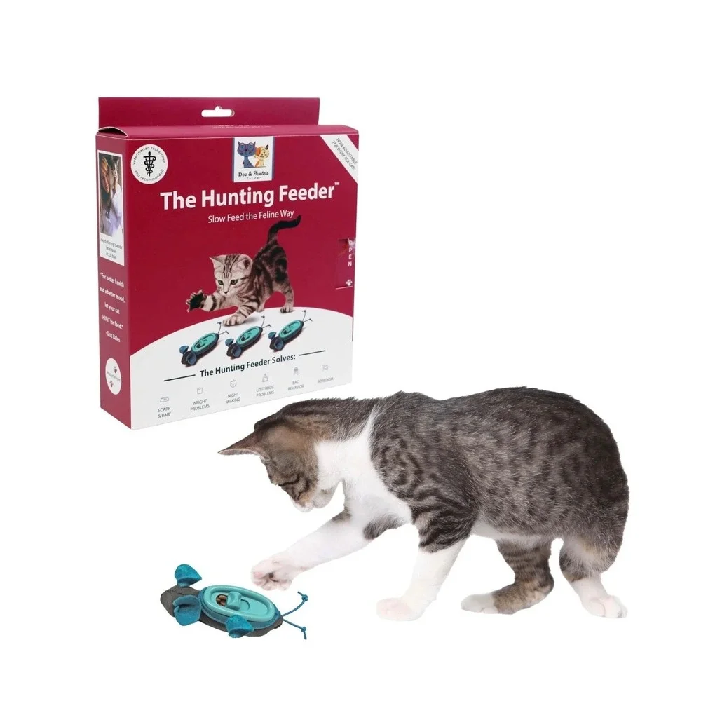 New SPOT Doc and Phoebe's Cat Hunting Feeder - Interactive Pack Of 3, Blue/Gray
